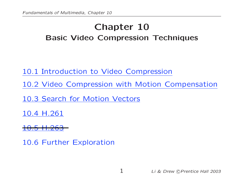 Video Compression, Motion Compansation H.261