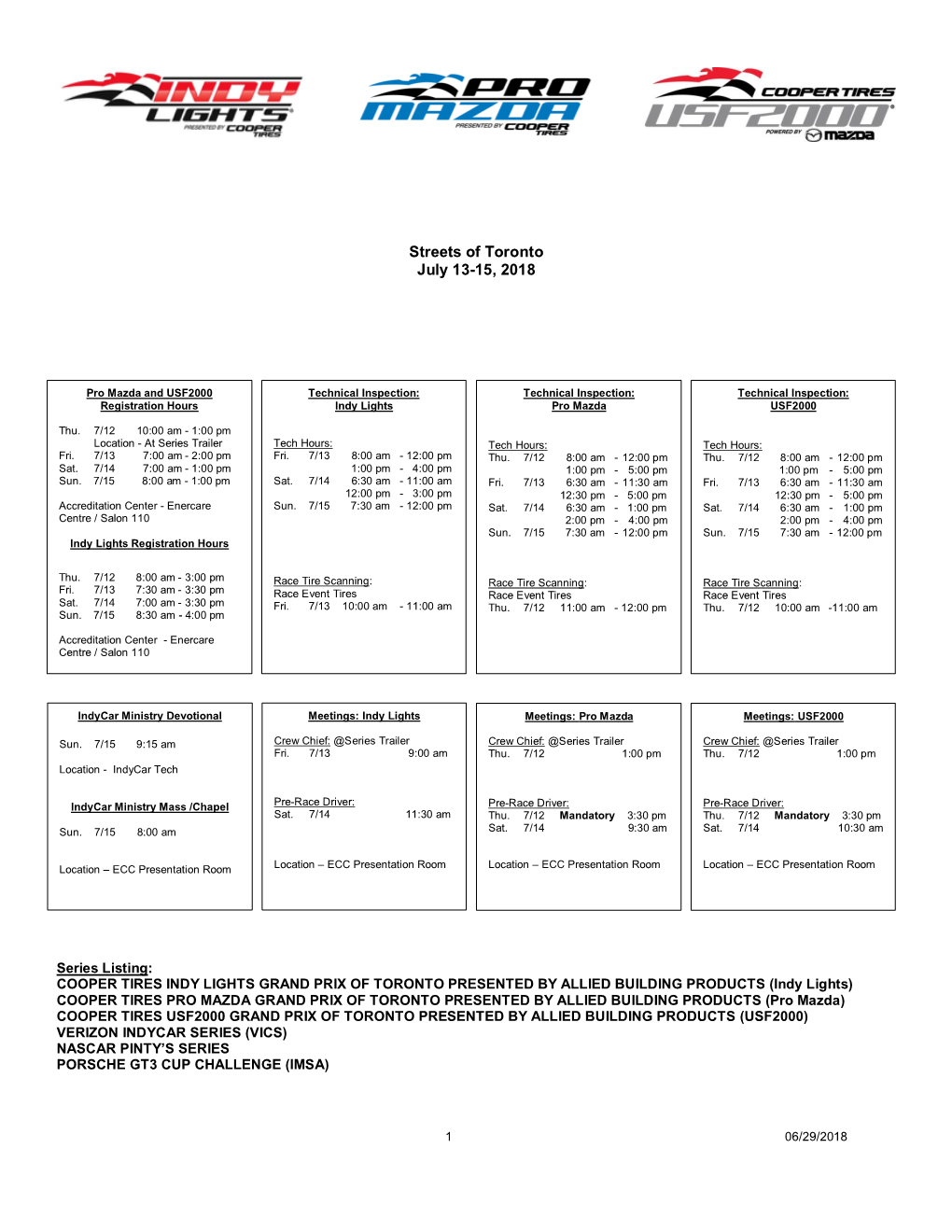 2018 Toronto Schedule V3