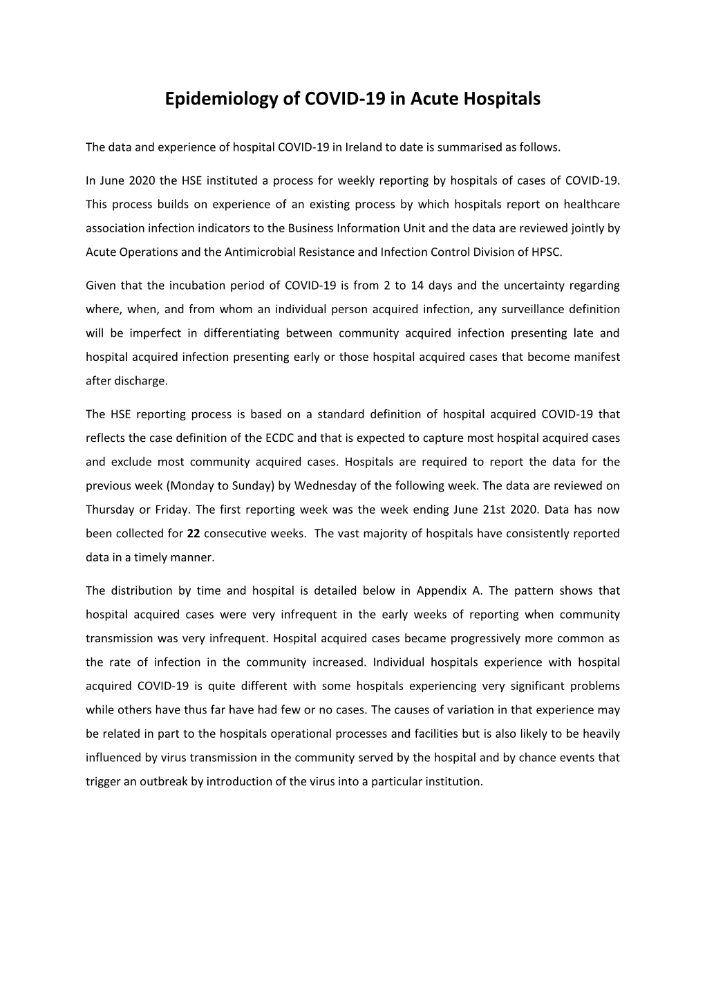 Epidemiology of COVID-19 in Acute Hospitals