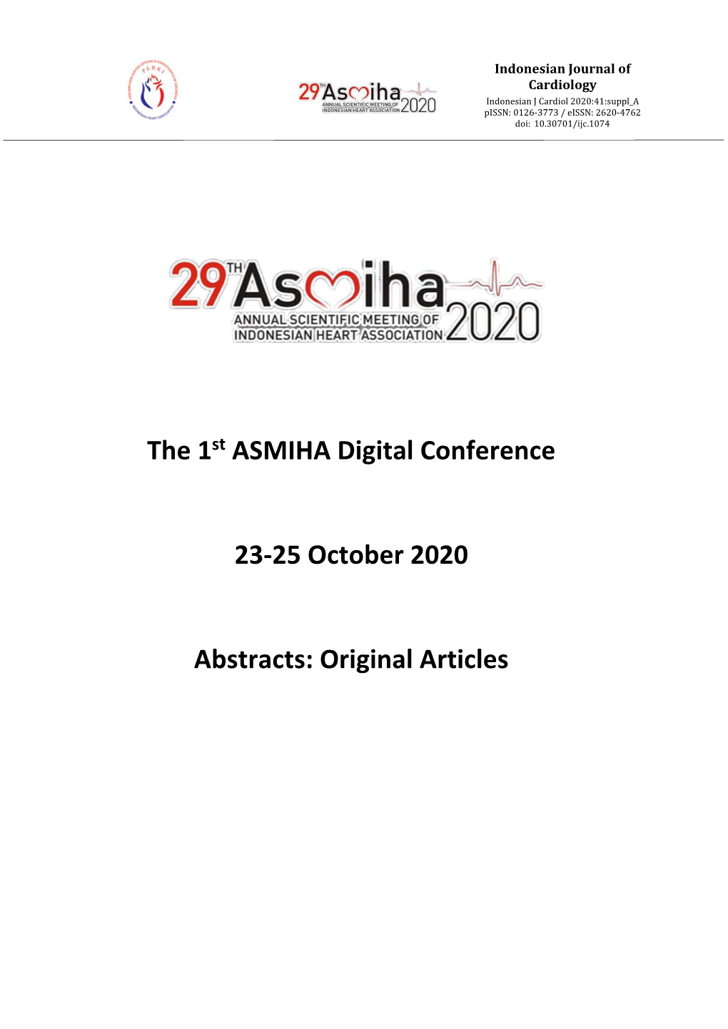 The 1St ASMIHA Digital Conference 23‐25 October 2020 Abstracts