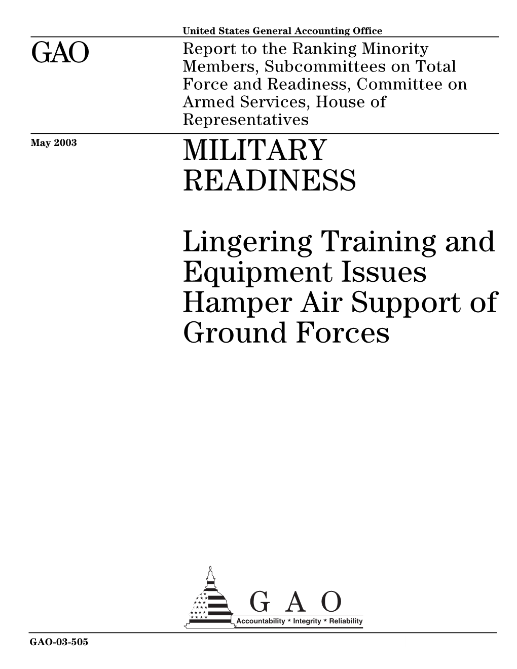 GAO-03-505 Military Readiness