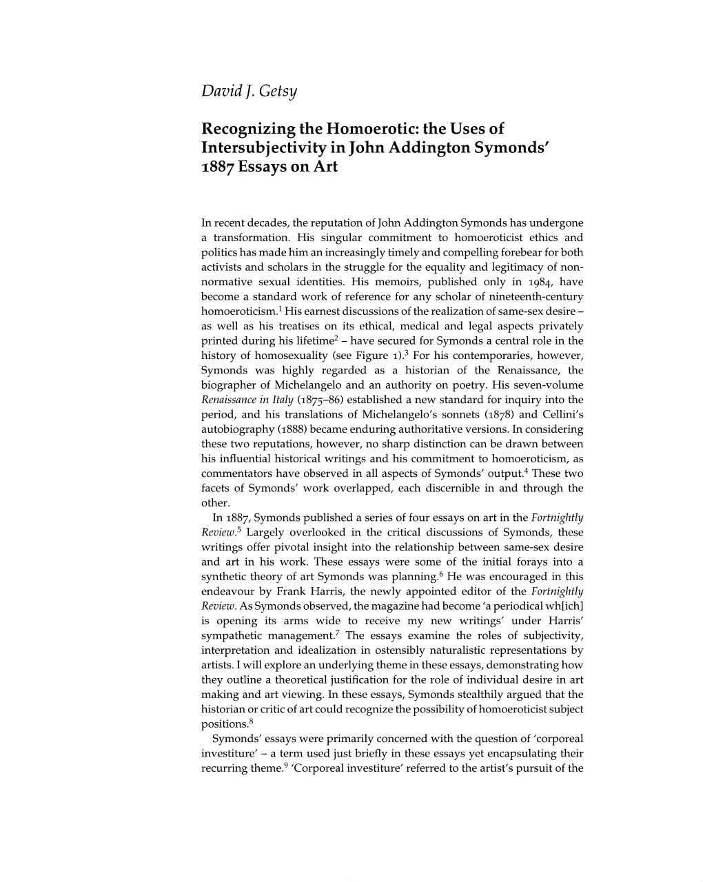 The Uses of Intersubjectivity in John Addington Symonds' 1887 Essays