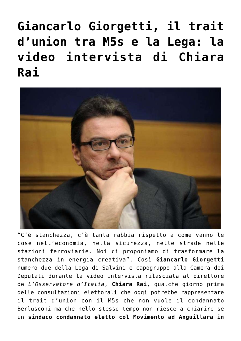 Giancarlo Giorgetti, Il Trait D&#8217