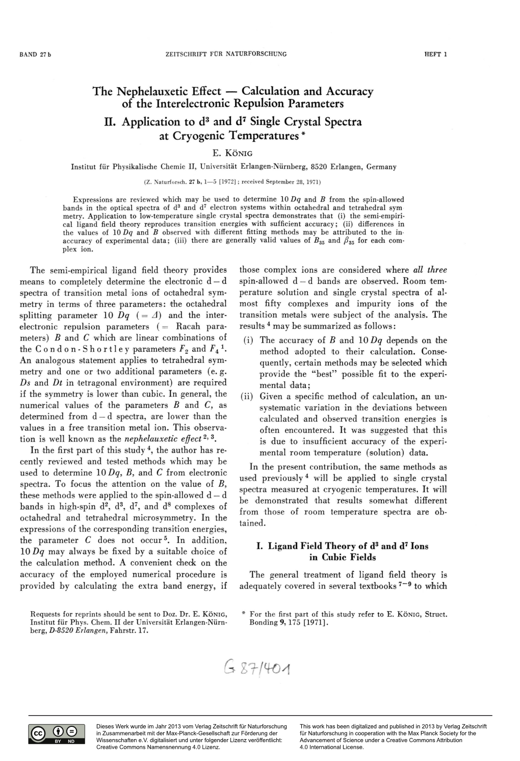 The Nephelauxetic Effect — Calculation and Accuracy of the Interelectronic Repulsion Parameters II