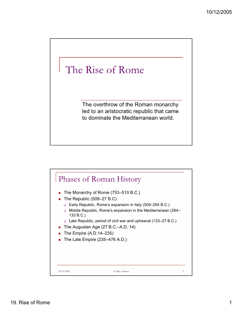 The Rise of Rome