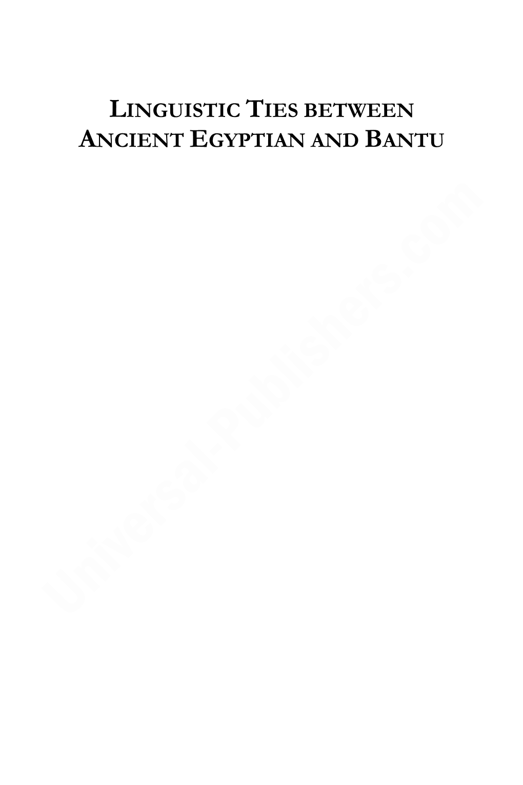 Linguistic Ties Between Ancient Egyptian and Bantu