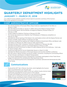 Quarterly Department Highlights