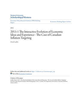 2015-1 the Interactive Evolution of Economic Ideas and Experience