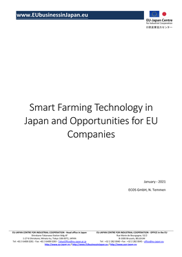 Smart Farming Technology in Japan and Opportunities for EU Companies