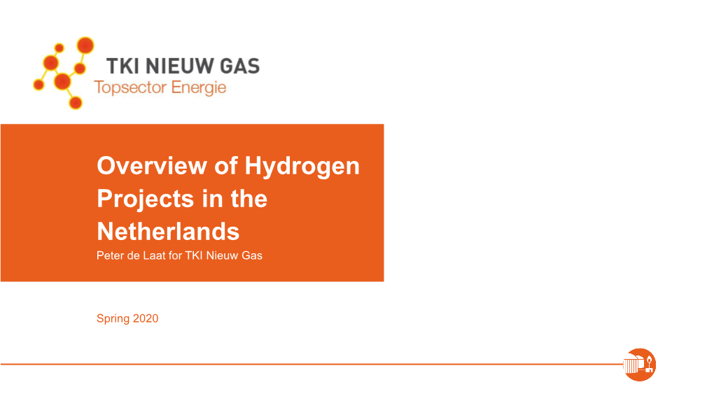 Overview of Hydrogen Projects in the Netherlands Peter De Laat for TKI Nieuw Gas