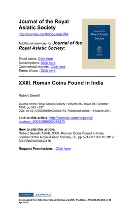 XXIII. Roman Coins Found in India
