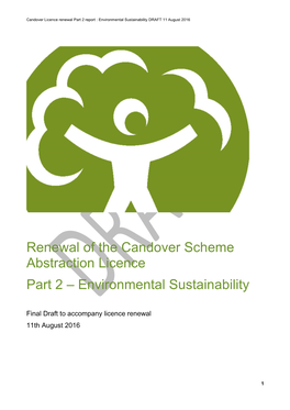 Renewal of the Candover Scheme Abstraction Licence Part 2 – Environmental Sustainability