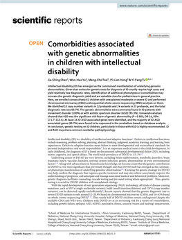 Comorbidities Associated with Genetic Abnormalities in Children With