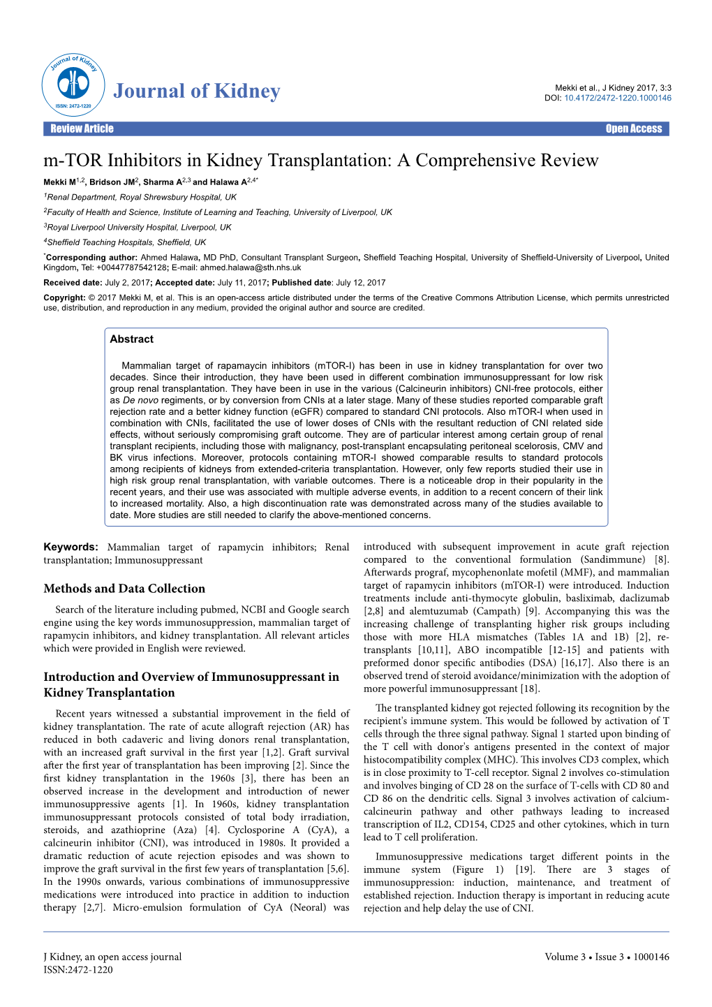 M-TOR Inhibitors in Kidney Transplantation: a Comprehensive