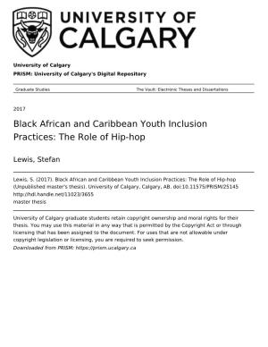 Black African and Caribbean Youth Inclusion Practices: the Role of Hip-Hop