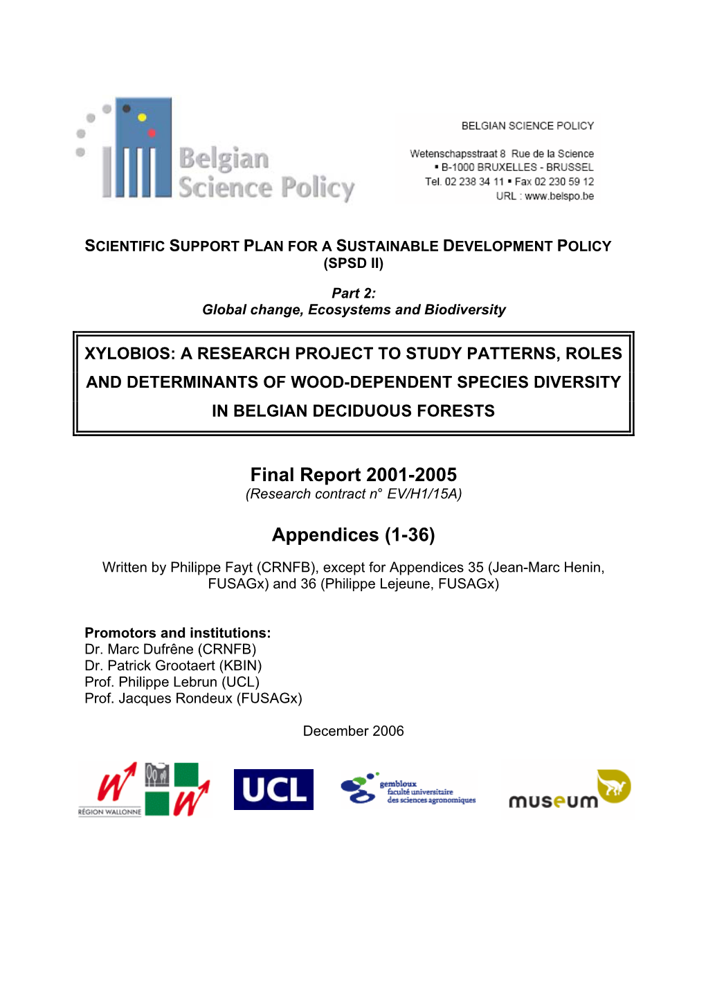 Final Report 2001-2005 Appendices