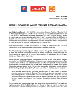 Circle K Expands Its Market Presence in Atlantic Canada