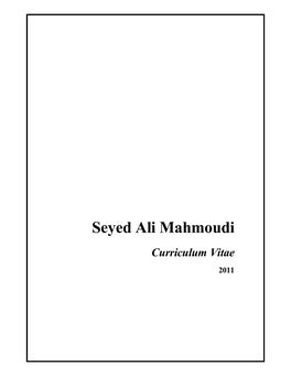 Seyed Ali Mahmoudi Curriculum Vitae