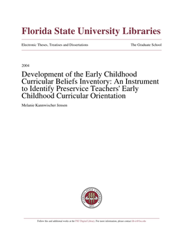 Development of the Early Childhood Curricular Beliefs Inventory