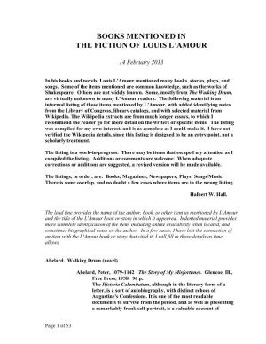Books Mentioned in the Fiction of Louis L'amour