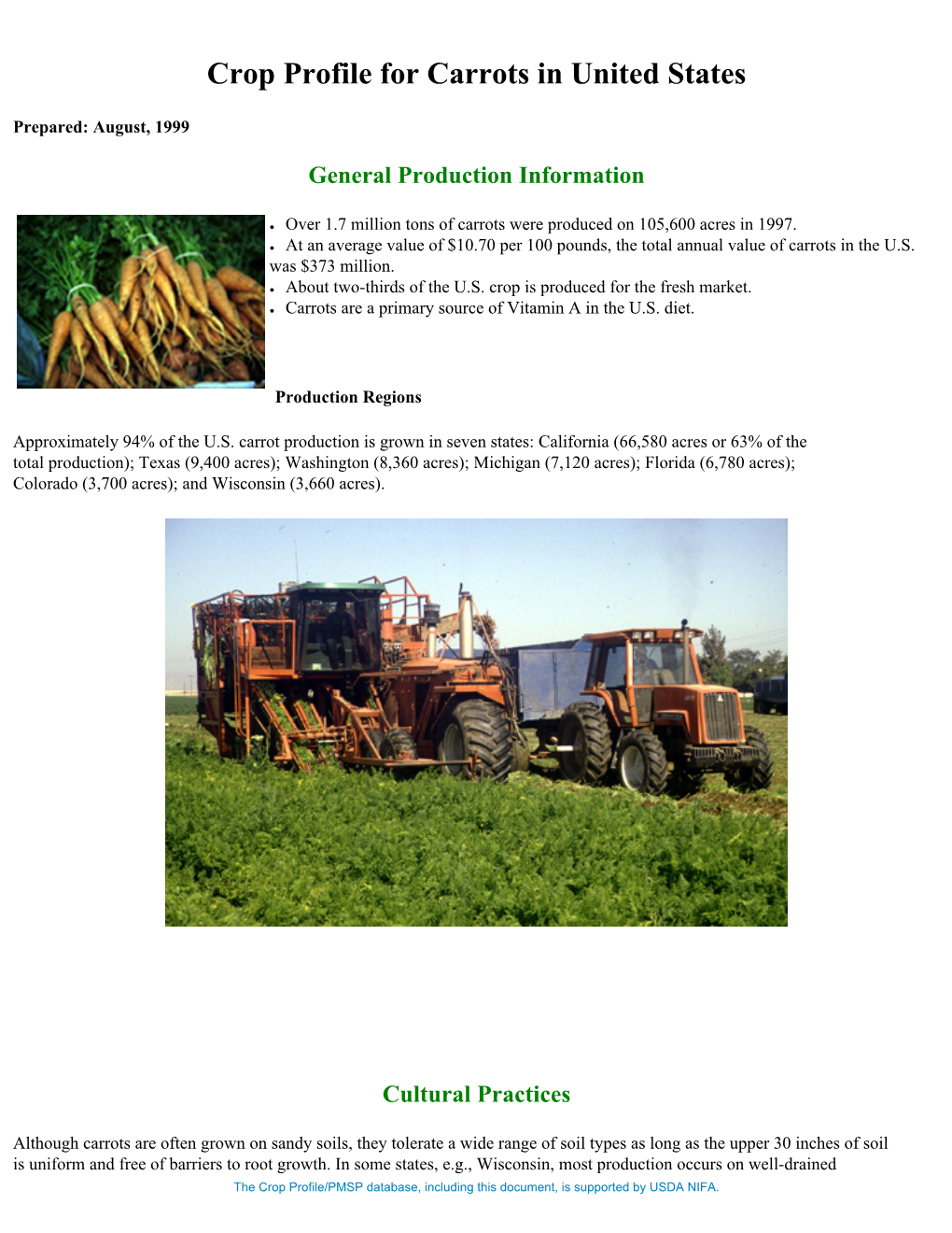Crop Profile for Carrots in United States