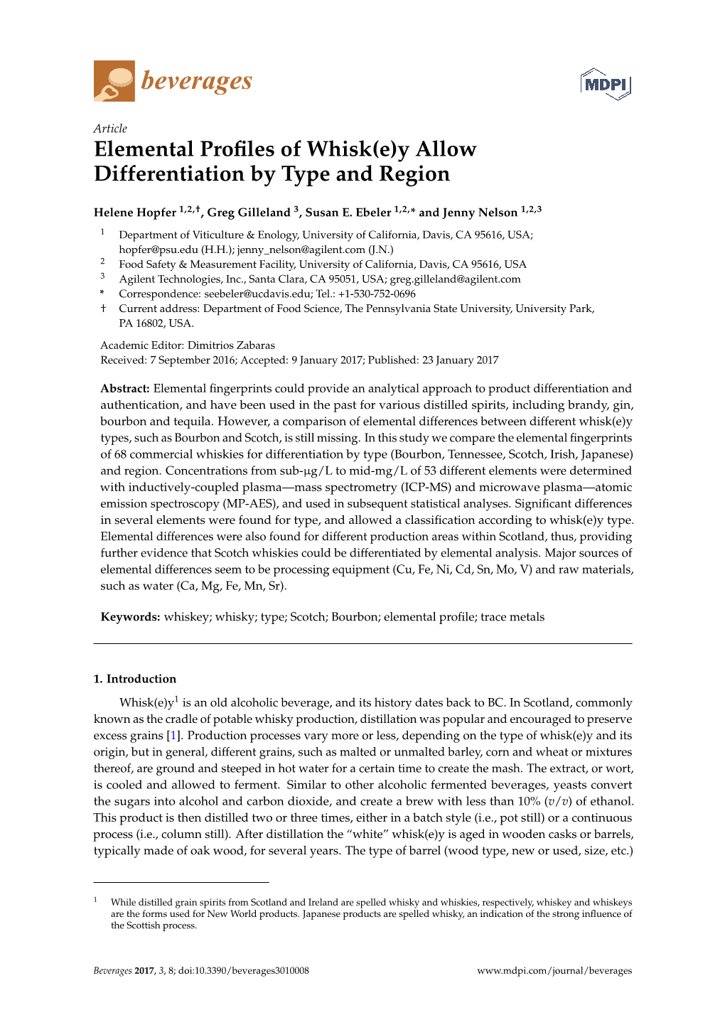 Elemental Profiles of Whisk(E)Y Allow Differentiation by Type and Region