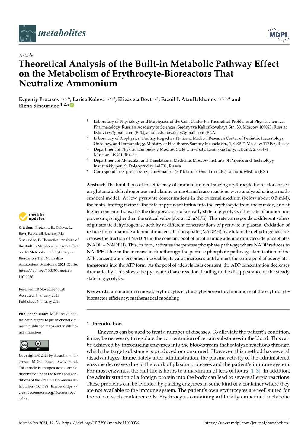 Theoretical Analysis of the Built-In Metabolic Pathway Effect on the Metabolism of Erythrocyte-Bioreactors That Neutralize Ammonium