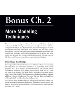 Bonus Ch. 2 More Modeling Techniques