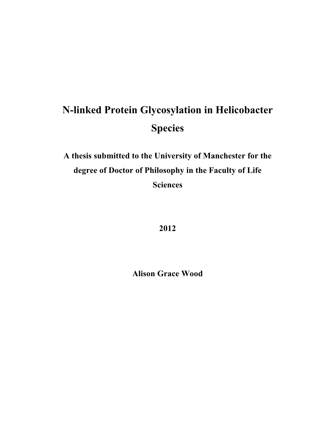 N-Linked Protein Glycosylation in Helicobacter Species