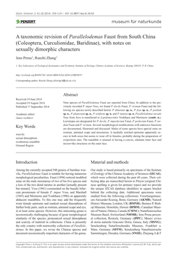 Coleoptera, Curculionidae, Baridinae), with Notes on Sexually Dimorphic Characters