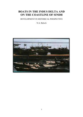 Boats in the Indus Delta and on the Coastline of Sindh Development in Historical Perspective