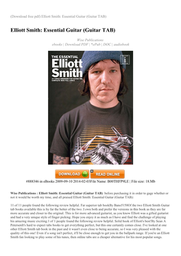 Elliott Smith: Essential Guitar (Guitar TAB)