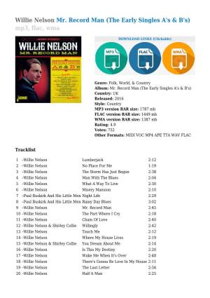 Willie Nelson Mr. Record Man (The Early Singles A's & B's) Mp3, Flac, Wma