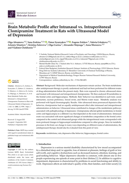 Brain Metabolic Profile After Intranasal Vs. Intraperitoneal Clomipramine