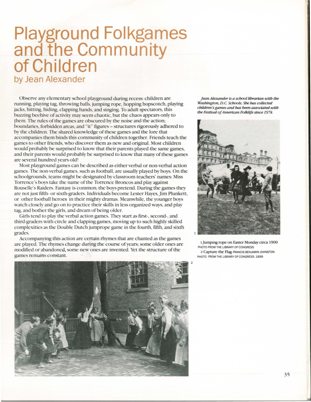 Playground Folkgames and the Community of Children by Jean Alexander