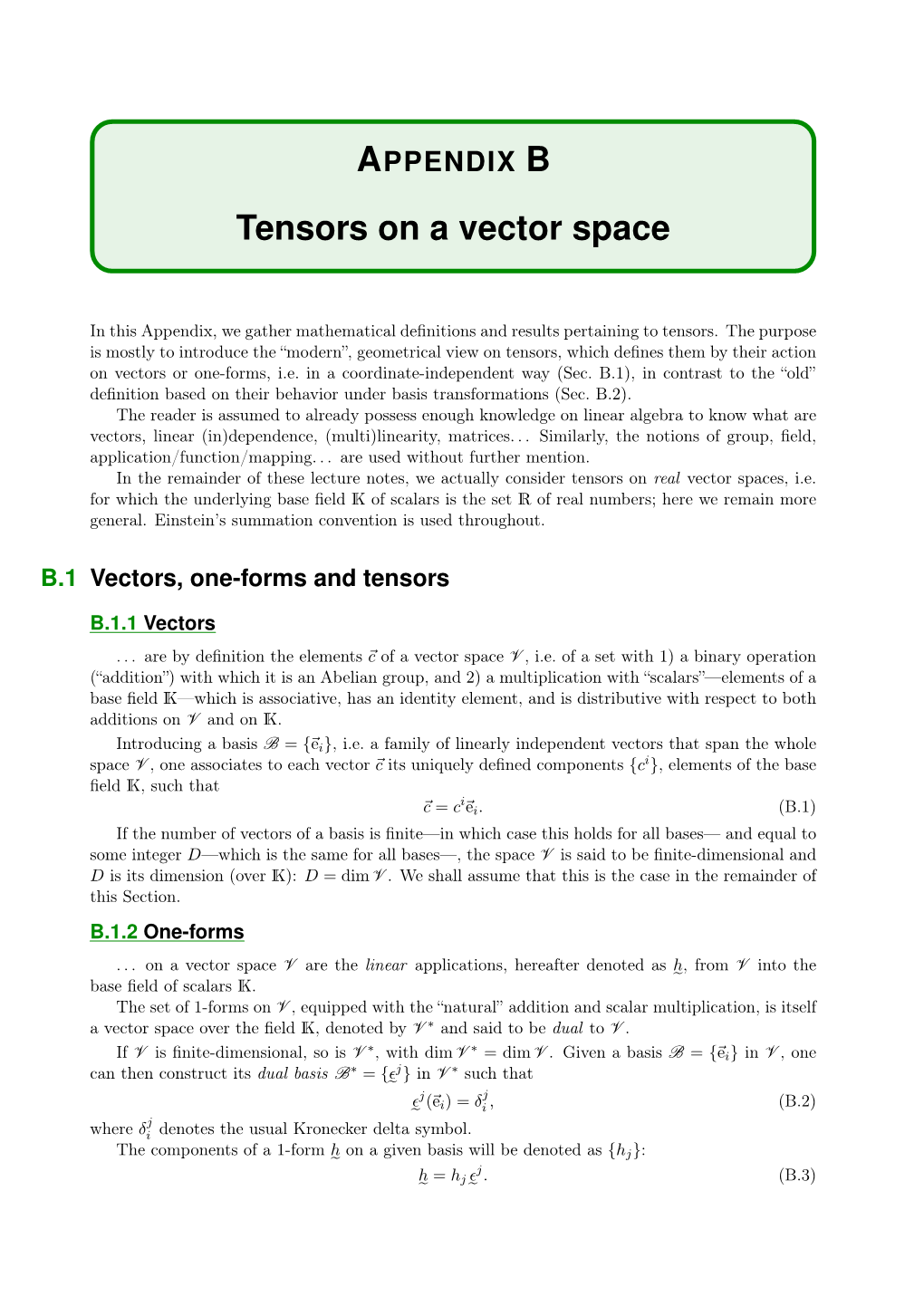 Tensors on a Vector Space