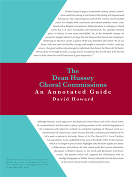 The Dean Hussey Choral Commissions an Annotated Guide David Howard