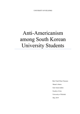 Anti-Americanism Among South Korean University Students