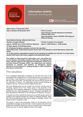 The Situation Information Bulletin Albania: Earthquake