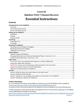 Stabilizer PLUS 7-Channel Receiver Essential Instructions