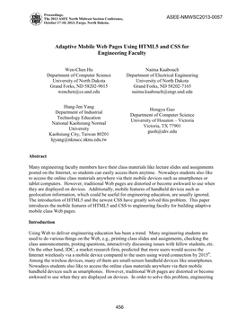 Adaptive Mobile Web Pages Using HTML5 and CSS for Engineering Faculty