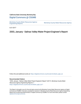 2003, January - Salinas Valley Water Project Engineer’S Report