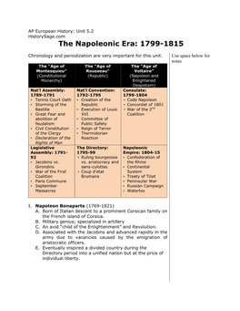The Napoleonic Era: 1799-1815