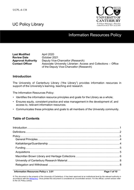Information Resources Policy
