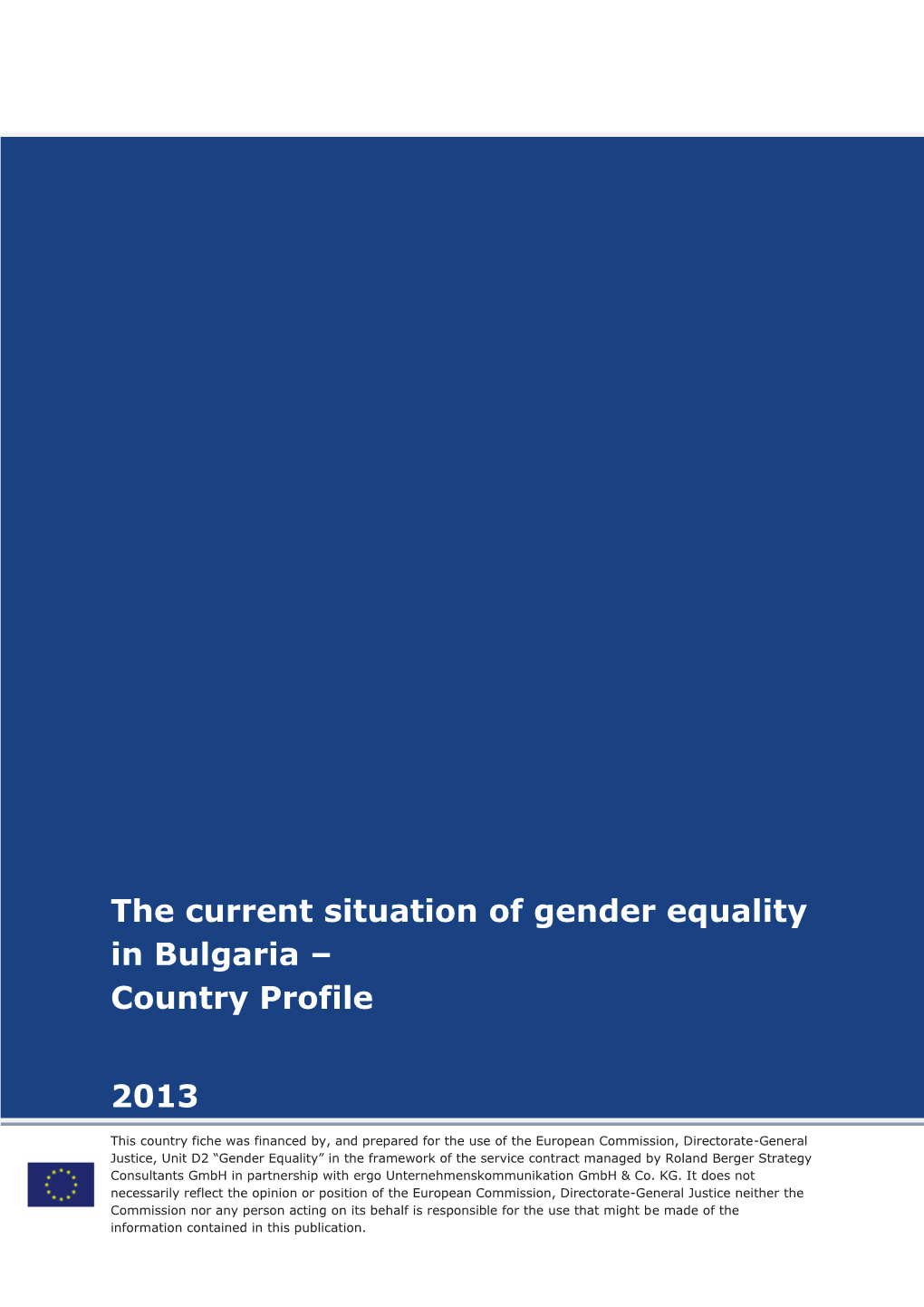 The Current Situation of Gender Equality in Bulgaria – Country Profile