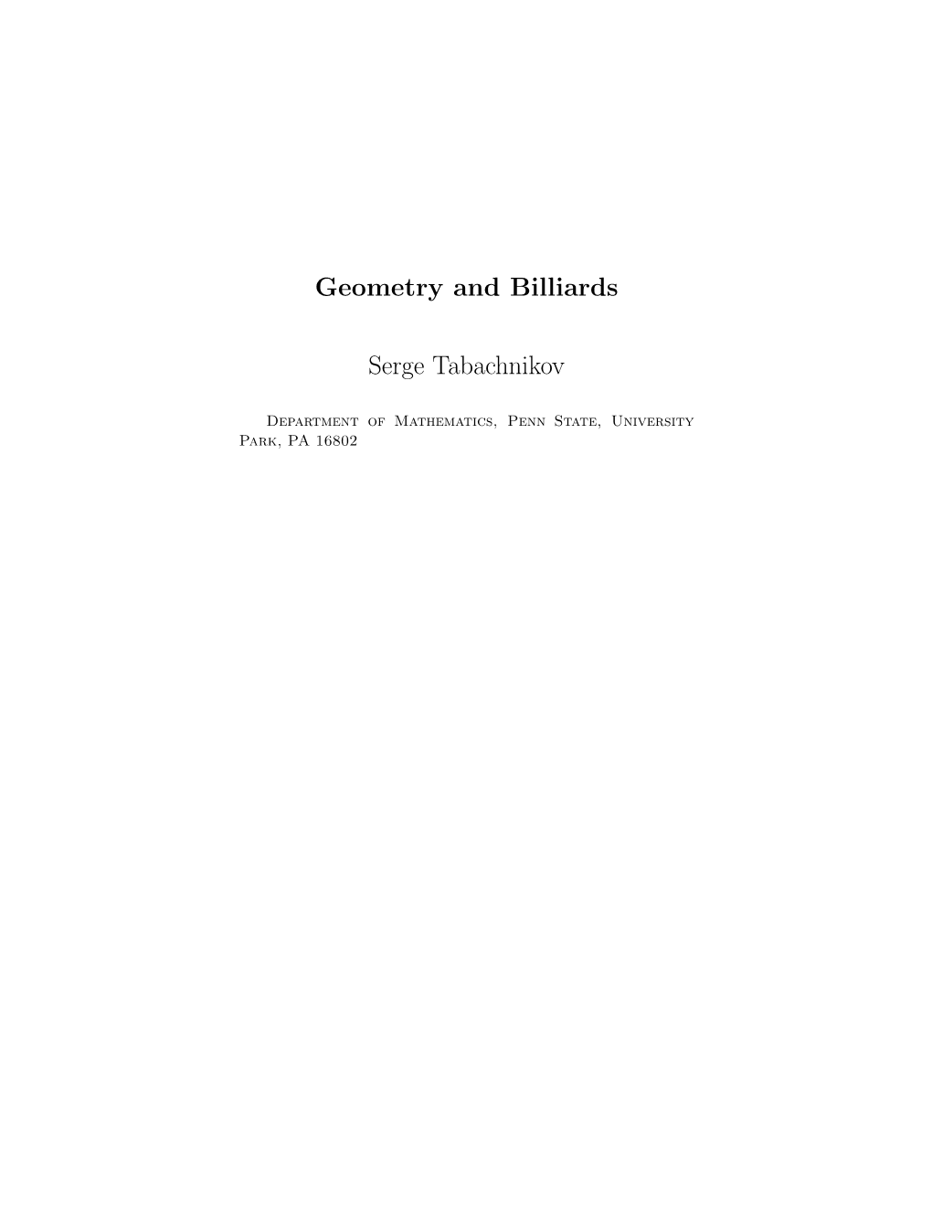 Geometry and Billiards