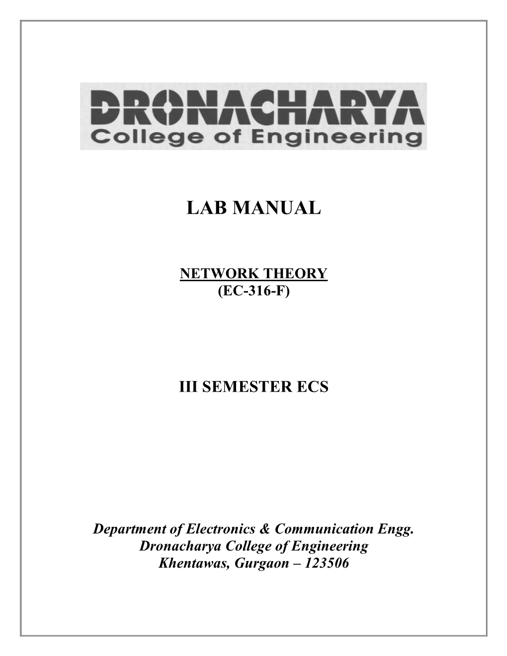 Network Theory (Ec-316-F)