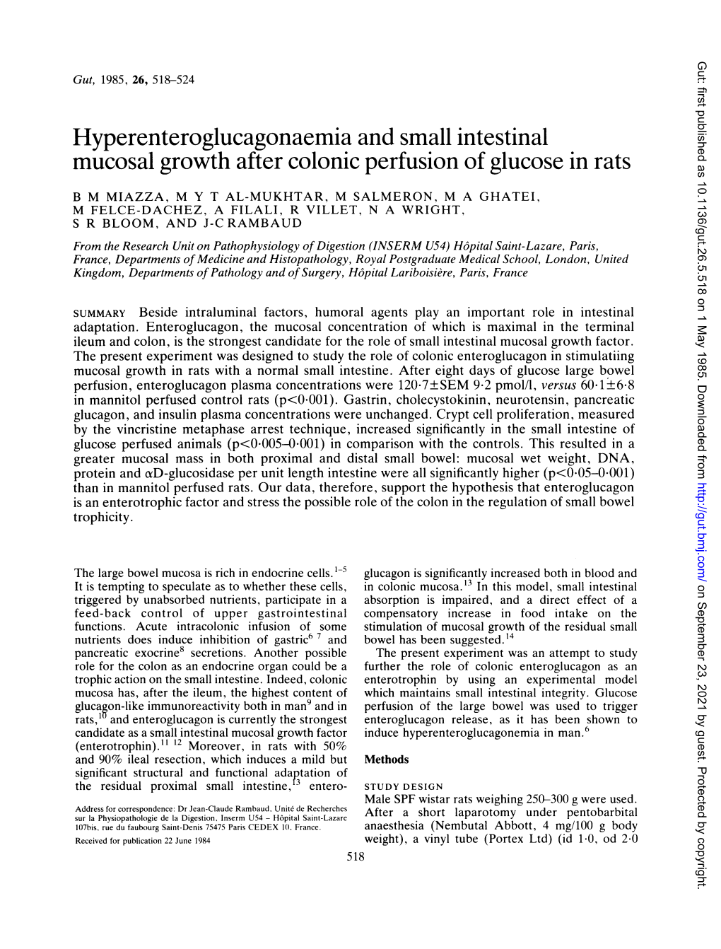 Hyperenteroglucagonaemia and Small Intestinal Mucosal Growth After Colonic Perfusion of Glucose in Rats