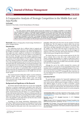 A Comparative Analysis of Strategic Competition in the Middle East And