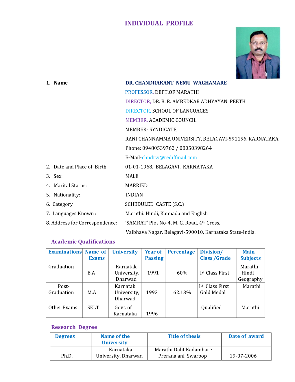 Individual Profile